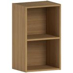 Vida Designs Oxford 2 Tier Cube Bookcase, Oak Wooden Shelving Display Storage Unit Office Living Room Furniture