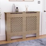Vida Designs Oxford Radiator Cover Unfinished - Medium - Traditional Cross Pattern Design For Optimal Heat Circulation - H82xW111xD19cm - Unpainted MDF Cabinet Ideal For Living Room & Hallway