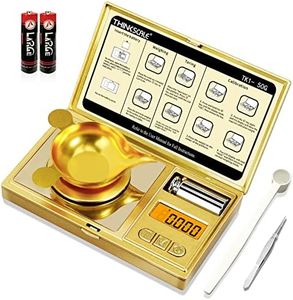 THINKSCALE High Precision Milligram Scale, 50g/0.001g Digital Pocket Scale, Mg Scale for Powder, Jewelry, Medicine, Gem, Reloading, Mini Gold Gram Scale 6 Units, Tare, Cal Weight, Tweezer and Tray