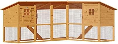 Cadoca Chicken Coop with Run | Wooden Hen House | Outdoor Rabbit Hutch with 2 Removable Drawers and 2 Floors | 4.43m (14.5 Ft)