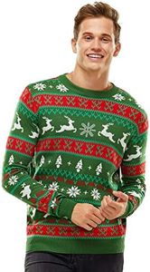 Men‘s Ugly Christmas Sweater Unisex Women`s Funny Novelty Fairisle Pullover for Party Feeling The Fair Isle Green Large