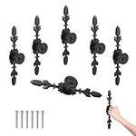 RHQFDM 6-Piece Set Antique Style Pull Handle Door Knob Back Plate Vintage Black Cabinet Wardrobe Drawer Pull Handle Decorative pulls for Home Floral Motifs