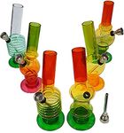 TopBargainsForYou – 1 Pcs Acrylic Mini Water Bong 6 Inch 15.3 cm Rasta Colors Clear Smoking Pipe Hookah Plastic Assorted Multi Color Style Dismantleable Detachable & Easy to Clean