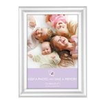 JMS® 5"x7" Silver Photo Frame Plastic Styrene Front Picture Frame 13x18cm Portrait Landscape Freestanding or Wall Hanging Display Art Picture For Home Office Wall Décor (Set of 1)