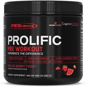 PEScience Prolific Pre Workout, Melon Berry Twist, 40 Scoops, Energy Supplement with Nitric Oxide