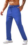 COOFANDY Men's Sweatpants Casual Lounge Cotton Pajama Yoga Pants Open Bottom Straight Leg Sweat Pants with Pockets Blue