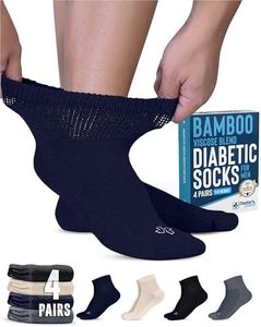 Doctor's Select Diabetic Socks for Men - 4 Pairs Diabetic Ankle Socks for Men | Black, Gray, Beige, Navy | Non Binding Diabetic Socks for Men 9-12 | Neuropathy Socks for Men