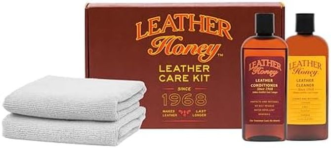 Leather Honey Complete Leather Care Kit: Cleaner, Conditioner, 2 Cloths. Non-Toxic Leather Care Made in The USA Since 1968. Restore Couches, Car Seats & Interior, Jackets, Shoes & Bags. for Any Color