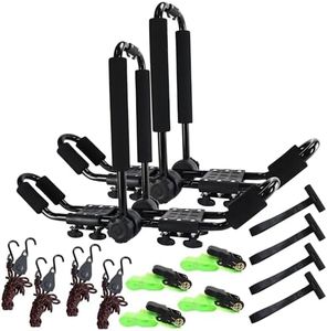 Folding Kayak roof Rack Adjustable for Kayak/Canoe/SUP,J-Bar Rack on Roof Mounting On SUV, Car and Truck Crossbars. (23-krf-2)