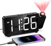 LOFICOPER Projection Alarm Clock for Bedroom, Digital Alarm Clock with 180° Rotatable Projector, 7.4'' Large LED Display, Adjustable Brightness & Volume, for Seniors Teens Heavy Sleepers
