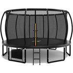 Flamaker Garden Trampoline for Children, 12ft/14ft Trampoline Outdoor Safety net and Padded Poles for Children Indoor Outdoor Fitness,Maximum up to 150 kg
