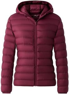 ZSHOW Women's Winter Jacket Soft Light Packable Hooded Puffer Coat(Wine Red,Medium)