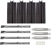 Htanch PN4481(4-Pack) 14841(4-Pack) Z5592(3-Pack) Replacement Porcelain Steel Heat Plates and Stainless Steel Grill Burner Crossover Tube for Kenmore 415.23666310, 415.23667310, 640-05057299-9