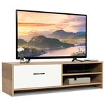 Multigot TV Stand for TVs up to 55", Modern Television Cabinet Storage Console Table with Drawer and 2-Tier Open Shelves, Wooden TV Unit Media Entertainment Center for Living Room Bedroom Office