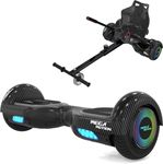 MEGA MOTION Hoverboard Go Kart, Hoverboards with Hoverkart for kids, 6.5 Inch Two-Wheel Self Balancing Hoverboard with Bluetooth Speaker, with LED Lights, Gift for Children and Teenager