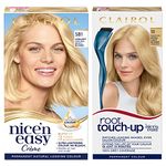 Clairol Nice' n Easy Crème, Natural Looking Oil Infused Permanent Hair Dye, SB1 Ultra Light Natural Beach Blonde & Root Touch-Up Permanent Hair Dye, 10 Extra Light Blonde