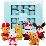 KreativeKraft Christmas Crackers Pack of 6 Festive Crackers with Plushies Soft Toys Xmas Decor Tree Hanging Ornaments