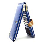 ANDOILT Women's Genuine Leather Wallet RFID Blocking Credit Card Holder Zipper Purse Cell Phone Handbag Blue