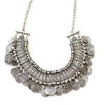 Shining Diva Fashion Jewellery Bohemia Gypsy Tibetan Vintage Coin Necklace for Girls & Women(Silver)(8547np)