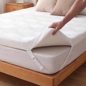 JSELF 3 Inch Luxury Cooling Mattress Topper, Bekaert Jacquard Fabric Gel Memory Foam Bed Topper, Ergonomic Dual-Layer Spine Support Mattress Pad, Washable Cover, Non-Slip Straps, Oeko-Tex, Queen