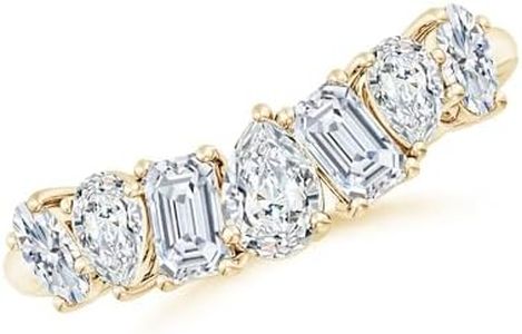 Angara Lab Grown Diamond Wedding Ring for Women | Pear Shape Lab Diamond Non Eternity Ring in Yellow Gold | April Birthday, Anniversary, Gemstone Jewelry Gift | FGVS | 5x3mm | Ring Size- 6.5