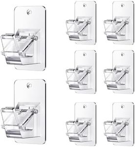 Universal Curtain Rod Holders, No Drill Curtain Rod Brackets, Self 3M Adhesive Curtain Rod Brackets Up to 30 LB, Nail Free Curtain Rod Hooks for Bathroom, Bedroom, Livingroom, Kitchen (8, Transparent)