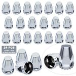 CheeMuii 24 Pcs Lug Nut Covers Kit with Extra 4 Pcs Nut Covers as Replacement to Prevent Damage 33mm ABS Chrome Screw-on Hub Lug Nut Caps for Semi Truck Trailer