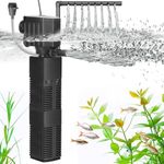 AQQA Fish Tank Filter, 4 in 1 Strong Flow Aquarium Filter,650L/h Adjustable Fish Tank Filter Pump for Tanks up to 200L