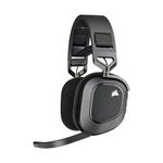 Corsair HS80 RGB Wireless Premium Gaming On Ear Headset with Dolby Atmos Audio (Low-Latency, Omni-Directional Microphone, 60ft Range, Up to 20 Hours Battery Life, PS5/PS4 Wireless Compatibility) Black