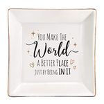 ElegantPark Birthday Gifts for Women Jewelry Organizer Tray for Mom Daughter Ring Dish Thanksgiving Day Christmas Valentine Gifts for Sister Friends Ceramic Trinket Dish Ring Holder