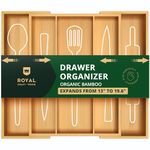 Bamboo Kitchen Drawer Organizer and Utensil Holder - Expandable Cutlery Tray for Kitchen Utensils, Flatware and Silverware by Royal Craft Wood