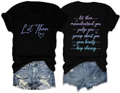 Let Them Misunderstand You T Shirts Womens Funny Letter Graphic Casual Short Sleeve Tops (1PC Printed Front and Back)