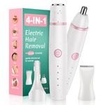 Facial Hair Remover for Women,4-in-1 Bikini Trimmer Women,USB C Mini Lady Shavers with 4-Level Battery Indicator (25%, 50%, 75%, 100%) Eyebrow Razor,Nose Trimmer,for Face Nose/Ear Body,Easy to Clean