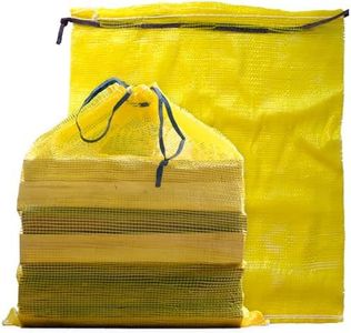 deebree Mesh Firewood Bags 22"×24" 300 Per Pack Crawfish Sacks, Firewood Bags for Selling, Onion Bag Storage Potato Sacks Mesh Wood Bag Bulk, Yellow (Pack of 300)