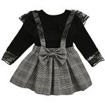 Hopscotch Girls Plaid Print Slim Fit BlouseSkirt Set In Black Color for Ages 2-3 Years