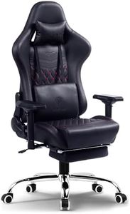 Dowinx Premium Leather Gaming Chair with Massage Cushion and Footrest, Office Chair, Adjustable Swivel Chair with Lumbar Support, Headrest, Ergonomic Design for Office (4D-Armrest, Black)