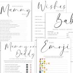 The Little Party Company Baby Shower Games Neutral Unisex - Bundle Pack of 5 Games- 10 Player Baby Shower Games- White Minimal Elegant Design-Unisex-A5 Size (BSOB5)