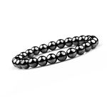 GEMSMANTRA Natural Hematite Gunmetal Bracelet for Men and Women | Authentic 8 mm Round Beads | Unisex Healing Stone Bracelet for Grounding and Balance