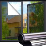 Coavas One Way Window Film Reflective Window Films for Privacy Mirror Window Film for Sun Blocking UV Heat Control Non Adhesive Static Cling Window Tint for Home 17.5x78.7in, 44.5x200cm, Silver Black