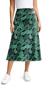 Viodia Womens Midi Skirt with 4 Pockets Modest Skorts Skirts with Shorts High Waisted Long Skorts for Women Dressy Casual, Leaf, 3X-Large