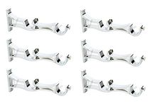 WSK Premium Stainless Steel Double Rod Support Door and Window Curtain Bracket with Fitting Hardware (S112-003, Silver Chrome) - Set of 6 Pieces