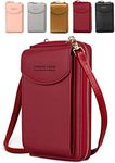 VDSOW Crossbody Phone Bag for Women, Leather Ladies Cross Body Handbags Waterproof Mobile Phone Pouch with Long Strap Zips Card Slots, Small Cellphone Shoulder Bags Coin Purse Wallet Gifts for Girls