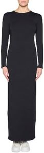 Bleusalt The Long Sleeve Crew Dress | Elegant Modal Maxi Dress | Fitted Floor Length Black