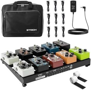 STRICH Guitar Pedal Board with Built-in Power Supply, Pedal Board 15 x 11" 2.17LB Lightweight Aluminum Alloy, PedalBoard with Pedal Cables, Bag, Hook Loop Strips PB-S15