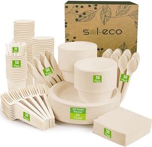 SOL ECO Compostable Paper Plates, 400 PCS Heavy-Duty