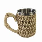 IndusBay® Realistic Skeleton Face Resin Stainless Steel Drinking Tea Coffe Milk Cup Stainless Steel Coffee Mug