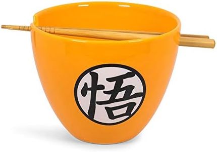 Toynk Dragon Ball Z Ceramic Noodle Bowl & Chopsticks Set, 16 Ounce, Official Goku Themed, Collectible, Dishwasher & Microwave Safe, Scratch Resistant, Stars Pattern, Anime & Manga Fans