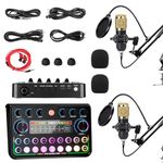 Podcast Equipment Bundle for 2, Audio Interface with Voice Changer Microphones for Gamer, Streaming Mic with Microphone, DJ Mixer Recording Studio Equipment for Singing, Gaming, YouTube, TikTok