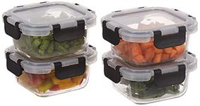 Amazon Brand - Solimo Glass Borosilicate Container 350Ml- Set of 4, Detachable Lid