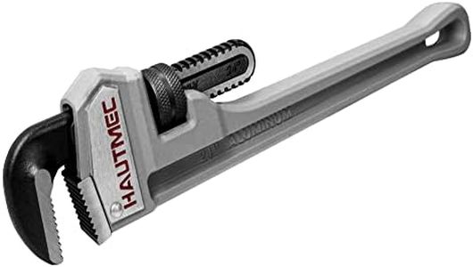 HAUTMEC 24 Inch Aluminum Straight Pipe Wrench, Adjustable Plumbing Wrench, 3" Jaw Capacity, Heavy Duty Plumbing Pipe Wrench, for Pipes, Tees, Ball Valves and Other Objects HT0187-PW